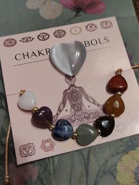 7 Chakra Hearts Gemstone Adjustable Bracelet *1 Bracelet W/ A Random Heart Stone